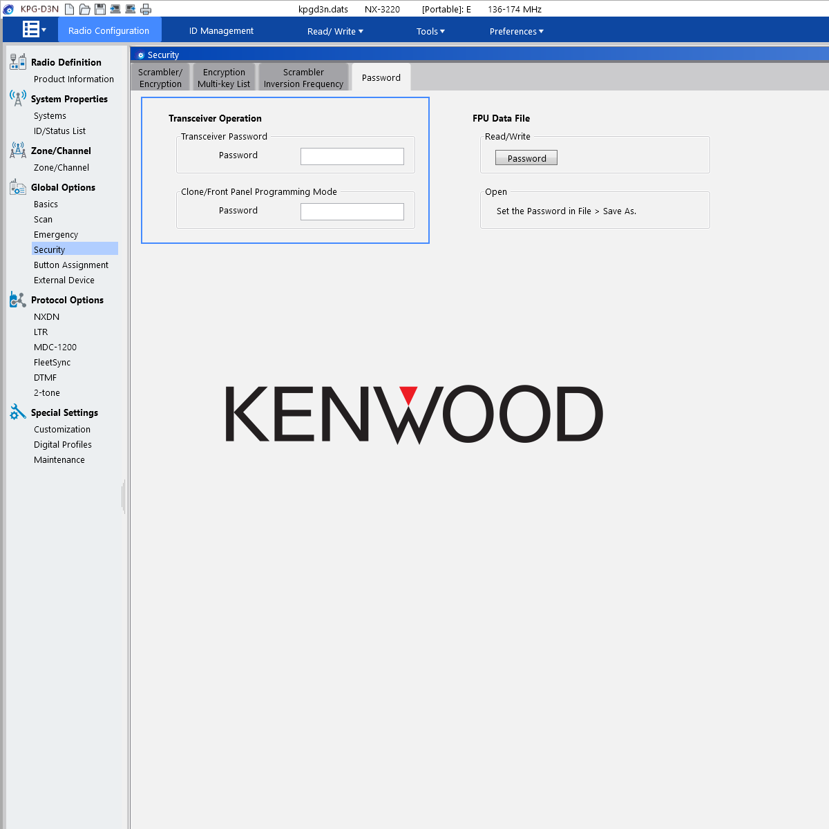 Kenwood NX-3000 Series PASSWORD removal service